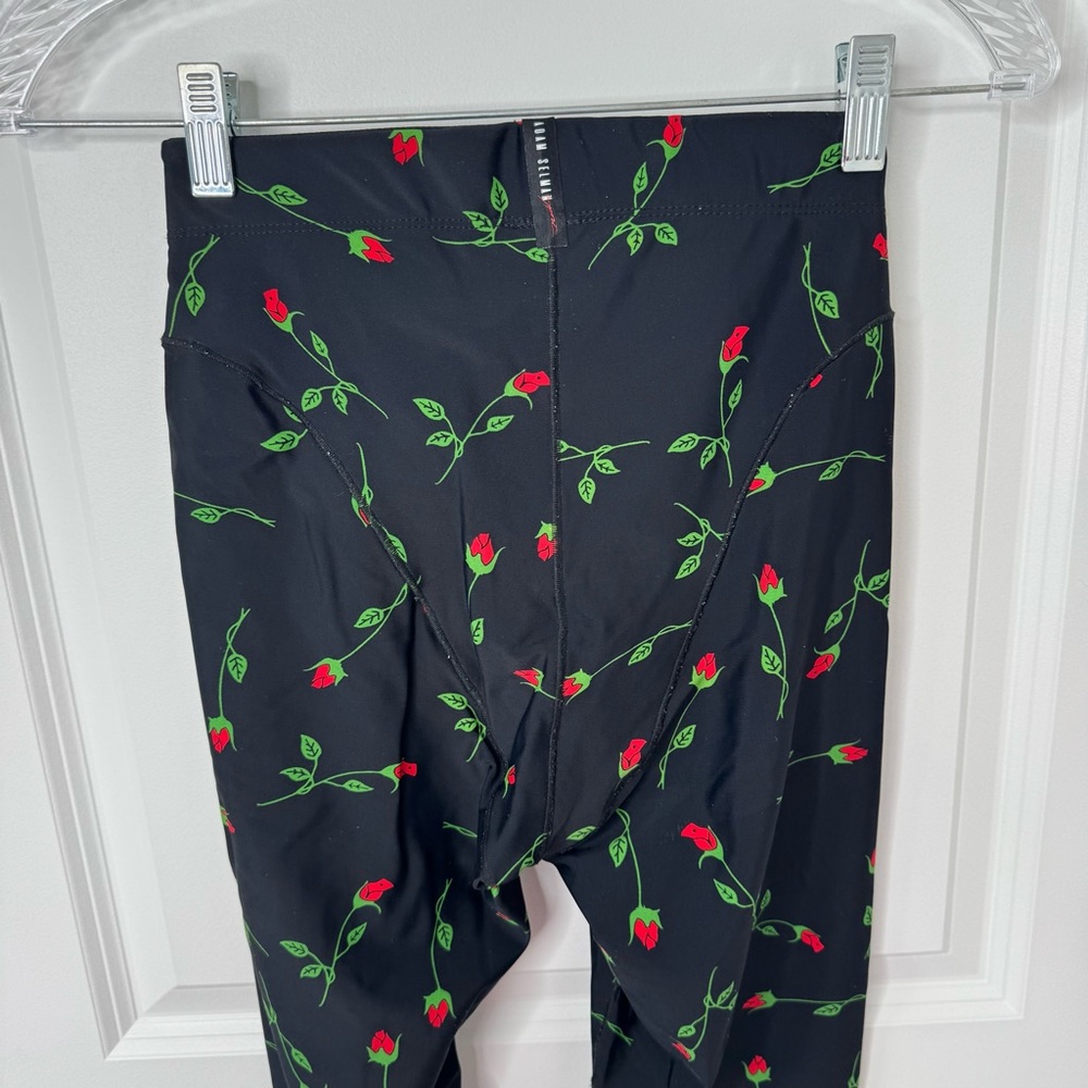 ADAM SELMAN SPORT Rose Print French-cut Leggings In Black small - Picture 5 of 8